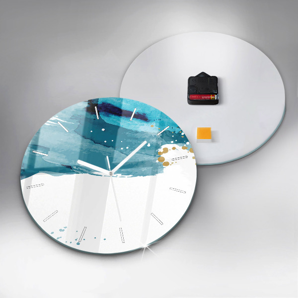 Round glass clock Brush strokes