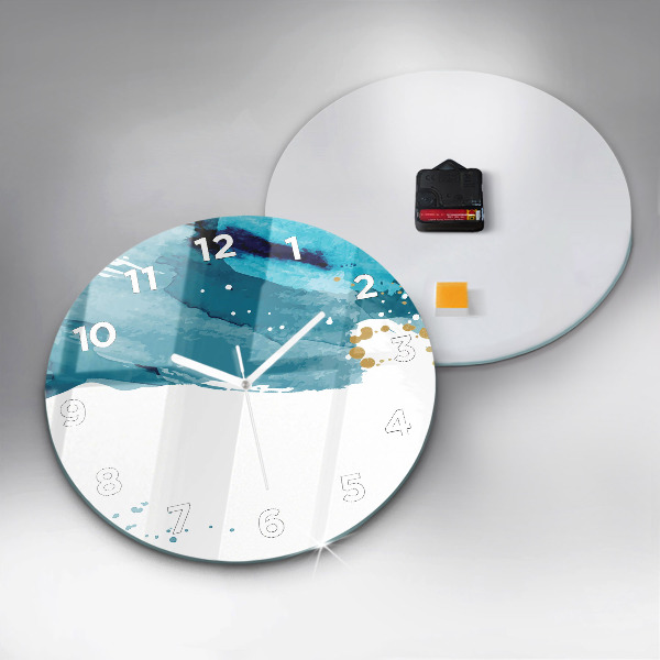 Round glass clock Brush strokes