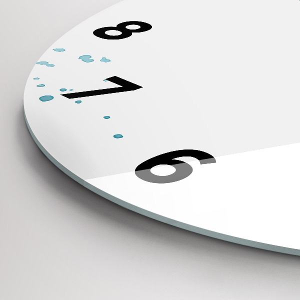 Round glass clock Brush strokes