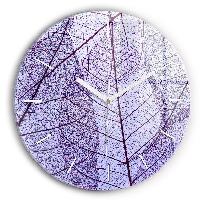 Round glass clock Leaves – nature