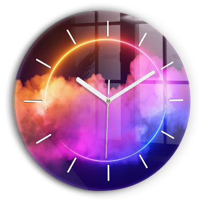 Round glass clock 3D smoke abstract