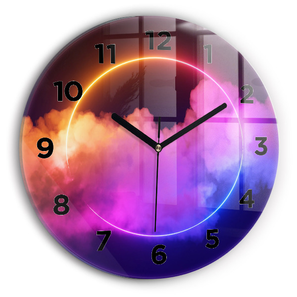 Round glass clock 3D smoke abstract