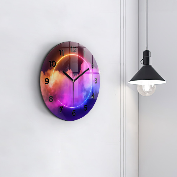 Round glass clock 3D smoke abstract