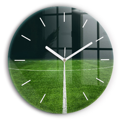 Round glass clock Football pitch