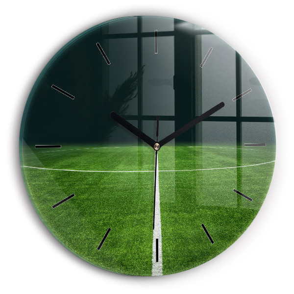 Round glass clock Football pitch