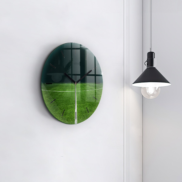 Round glass clock Football pitch
