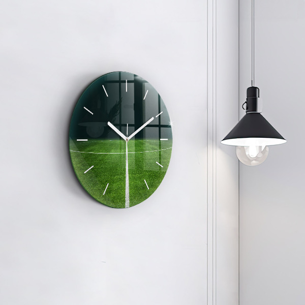 Round glass clock Football pitch