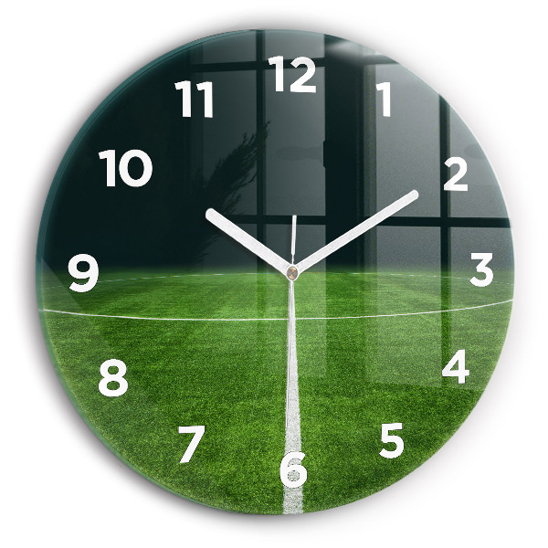 Round glass clock Football pitch