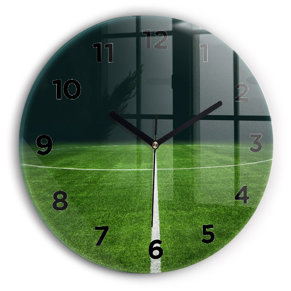 Round glass clock Football pitch