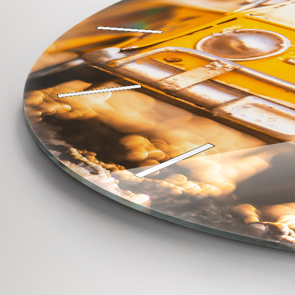 Round glass clock Car on vacation