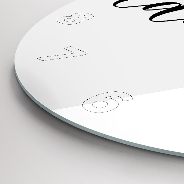 Round glass clock Adventure inscription