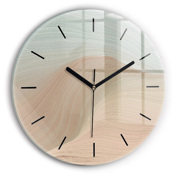 Round glass clock Wave abstraction