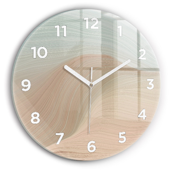 Round glass clock Wave abstraction