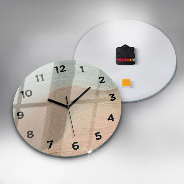 Round glass clock Wave abstraction