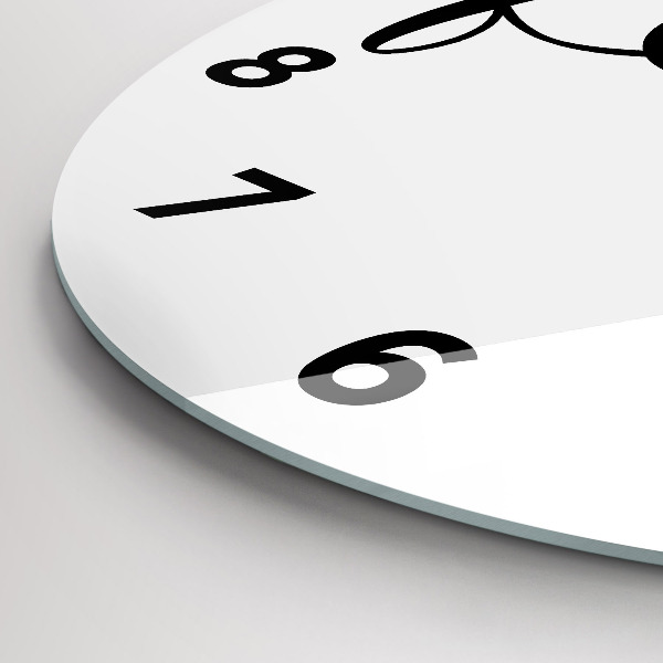 Round glass clock Family inscription and heart