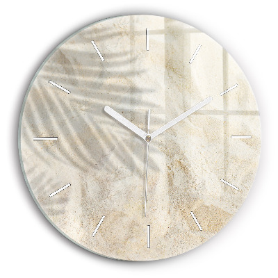 Round glass clock Palm tree shadow sand