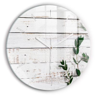 Round glass clock Light wooden boards