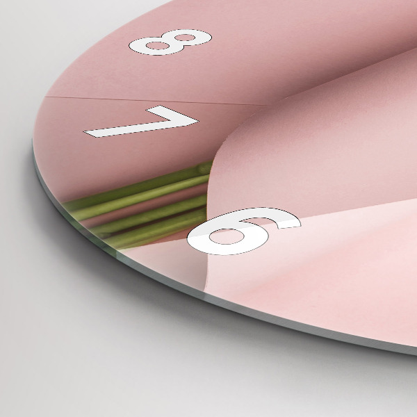 Round glass clock Tulip flower bouquet