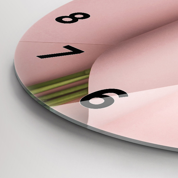 Round glass clock Tulip flower bouquet