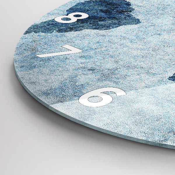 Round glass clock Painted world map