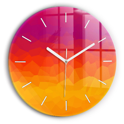 Round glass clock Colorful abstraction