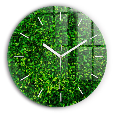 Round glass clock Hedge leaves