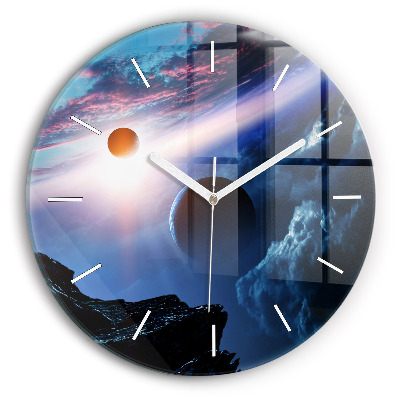 Round glass clock Great Galaxy