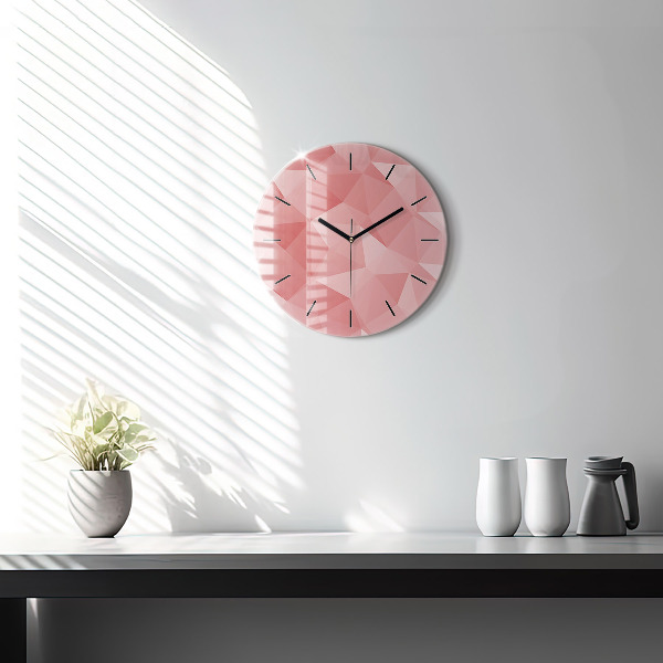 Round glass clock Triangles abstract