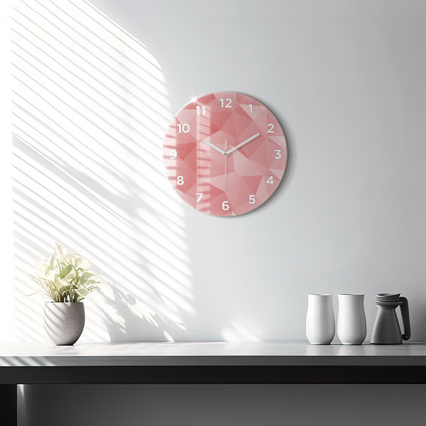Round glass clock Triangles abstract