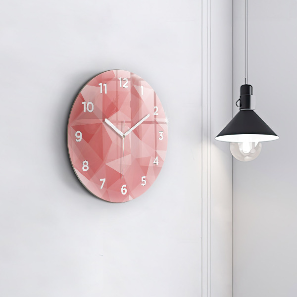 Round glass clock Triangles abstract
