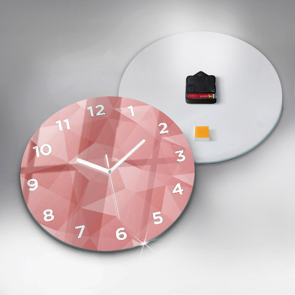 Round glass clock Triangles abstract
