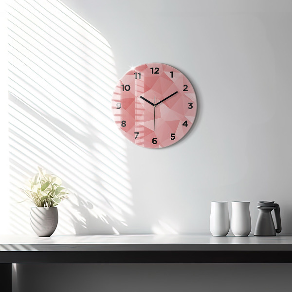 Round glass clock Triangles abstract