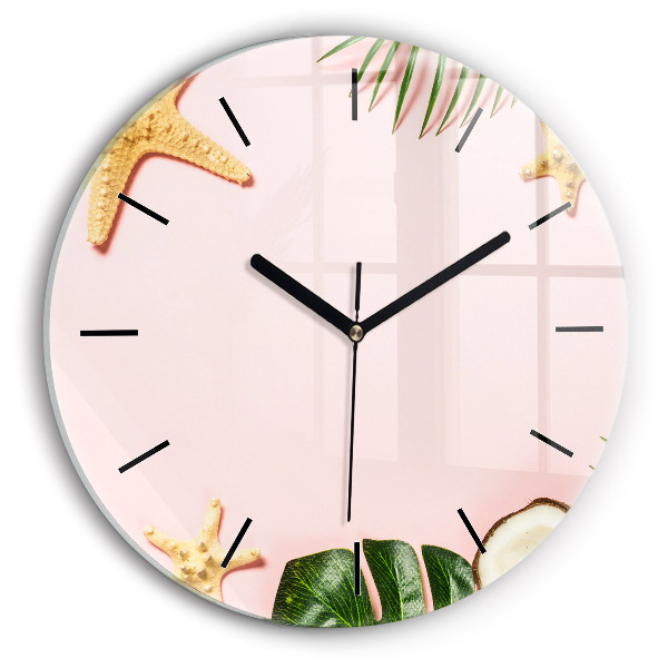 Round glass clock Summer mood