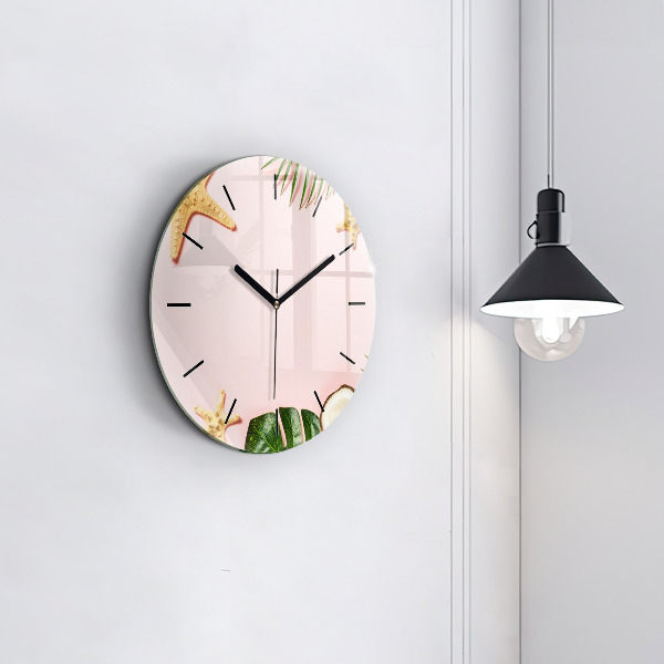 Round glass clock Summer mood