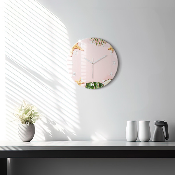 Round glass clock Summer mood