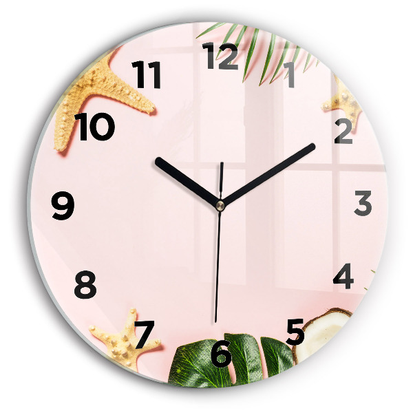 Round glass clock Summer mood