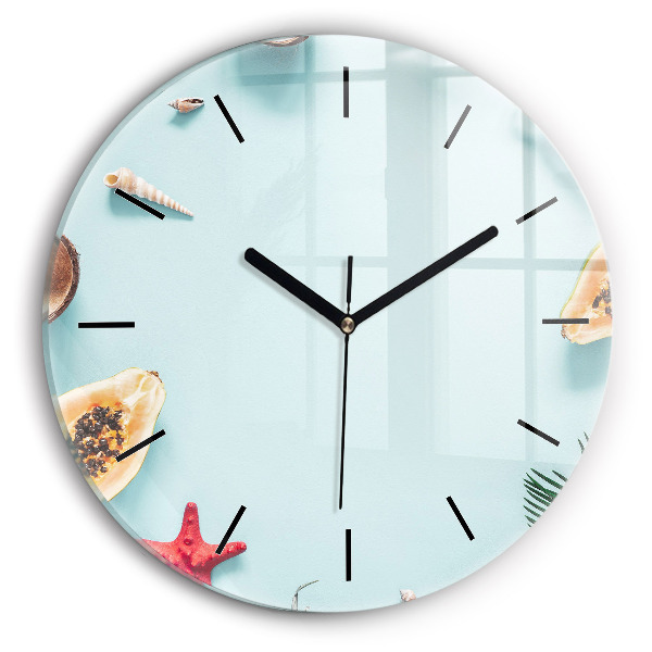 Round glass clock Holiday composition