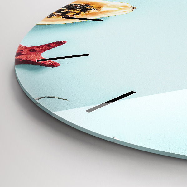 Round glass clock Holiday composition