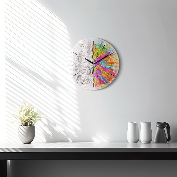 Round glass clock Abstraction brain