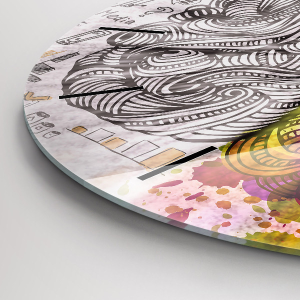 Round glass clock Abstraction brain