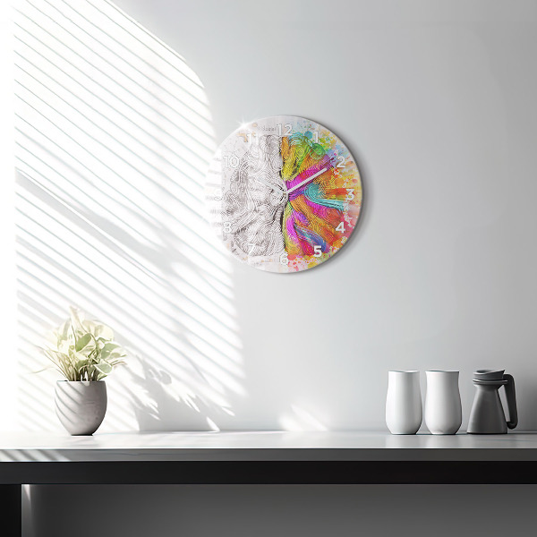 Round glass clock Abstraction brain