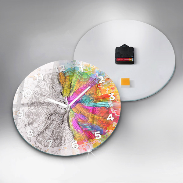 Round glass clock Abstraction brain