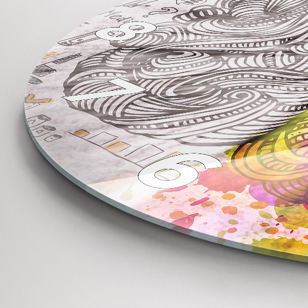 Round glass clock Abstraction brain