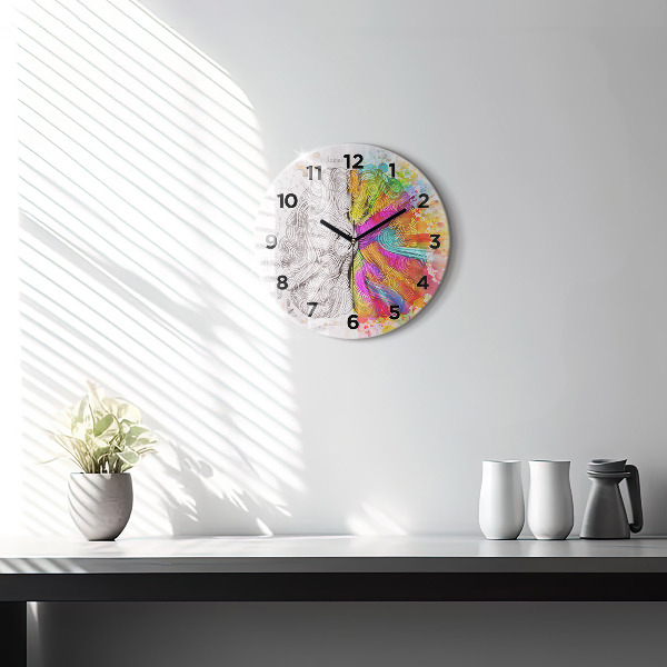 Round glass clock Abstraction brain