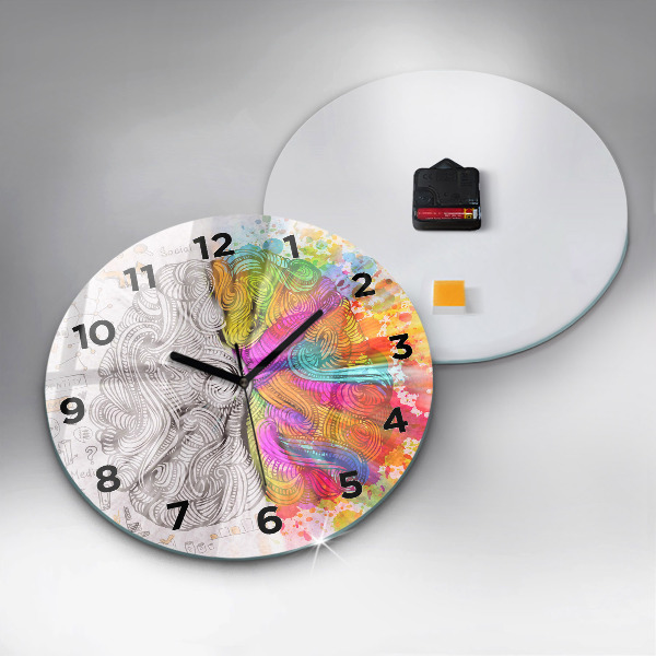 Round glass clock Abstraction brain