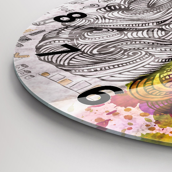 Round glass clock Abstraction brain