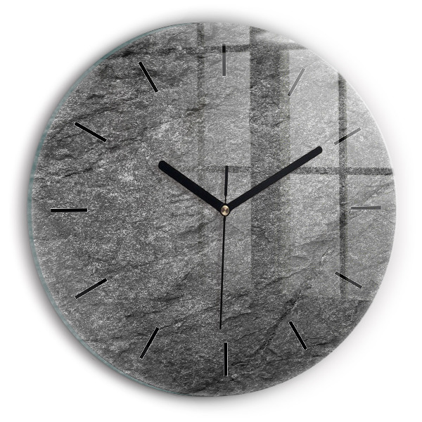 Round glass clock Volcanic rock