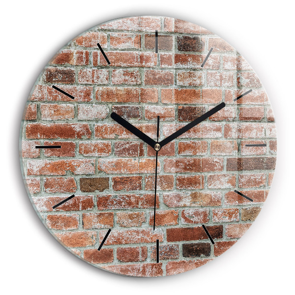 Round glass clock Brick wall
