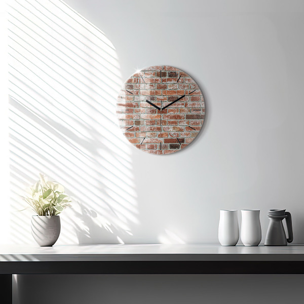 Round glass clock Brick wall