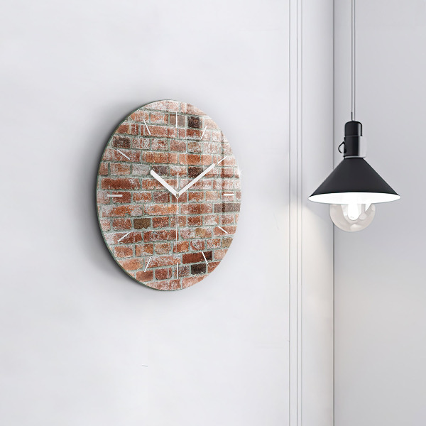 Round glass clock Brick wall